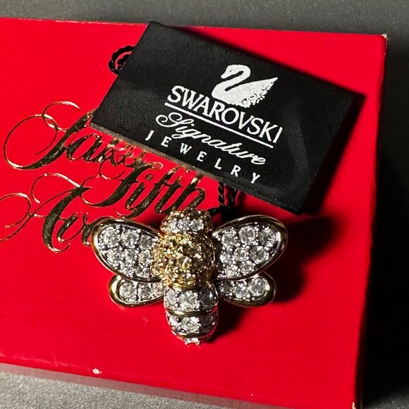 NIB  Bee Brooch by Swarovski vintage original w/ tags & Saks Fifth Avenue box - Picture 4 of 5